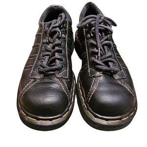 Dr. Martens Black Leather Lace-Up Oxfords-Yellow Stitching, Md In England, Sz 6